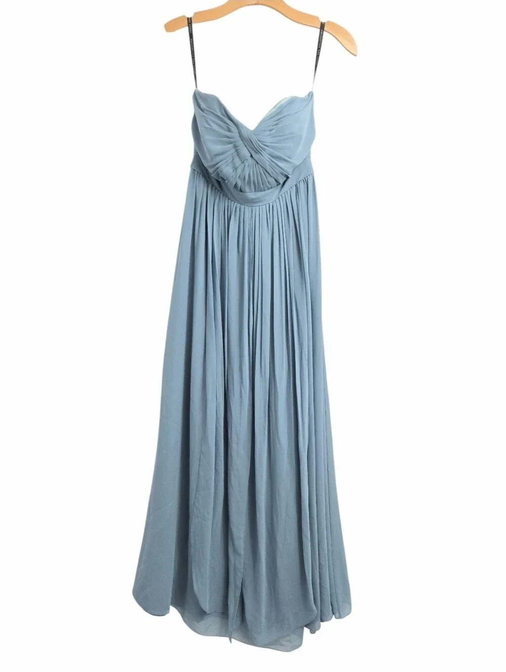 Jenny Yoo Dress‎ Strapless Convertible Dusty Blue Chiffon Maxi